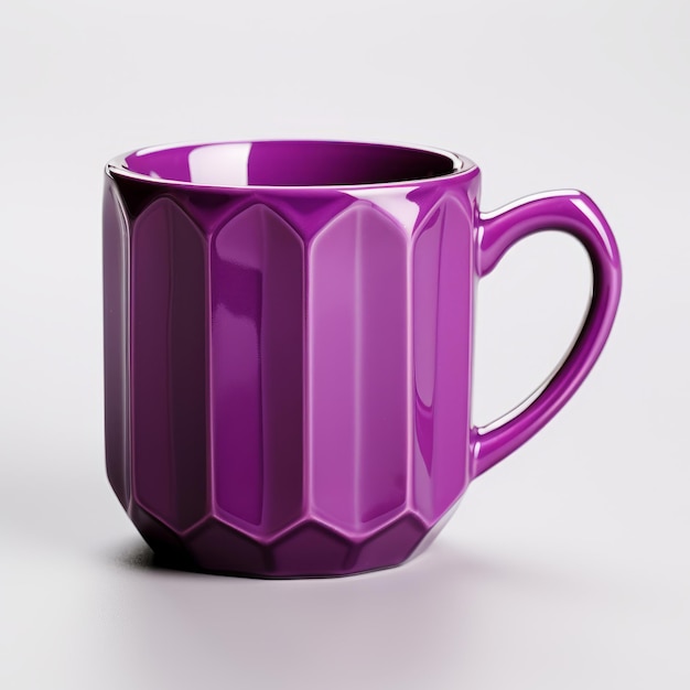 Purple Faceted Coffee Mug 3D gerenderd achthoekig ontwerp