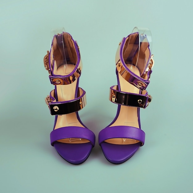 Purple female shoes on high heels