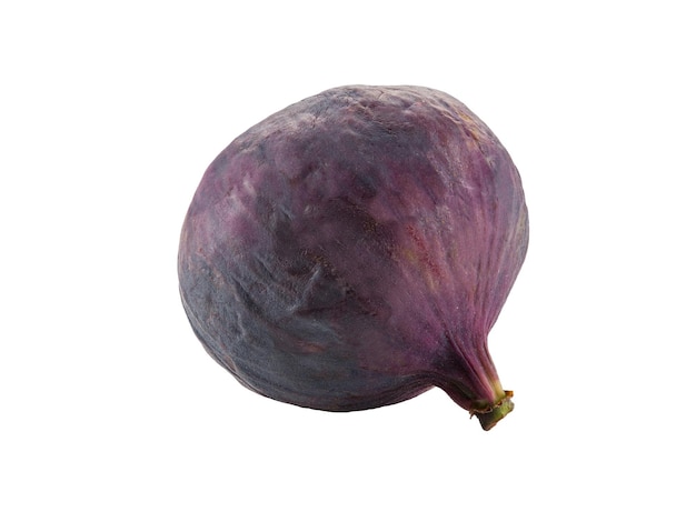 Photo purple fig isolated on white with copy space for text or images soft sweet fruit skin is very thin has many small seeds inside of it closeup