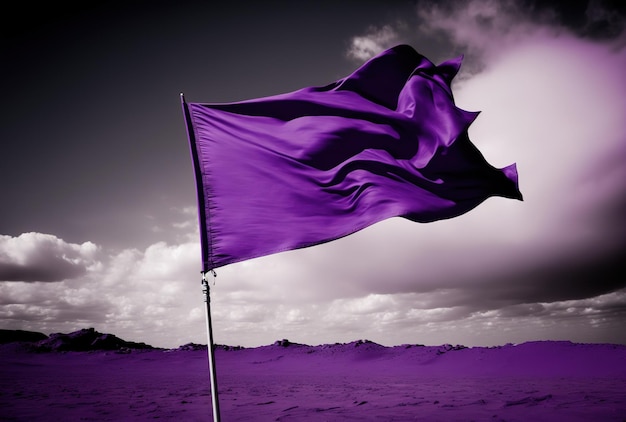 Purple flag in the air