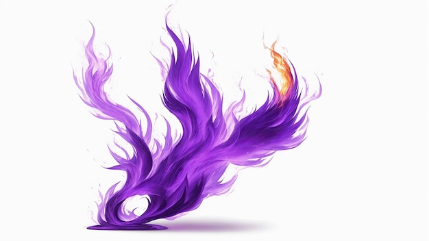 Фиолетовое пламя магический огонь на белом фоне