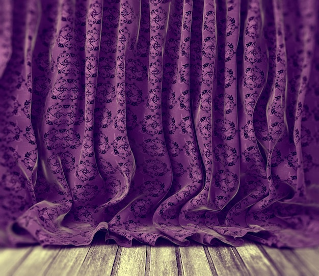 Purple floral curtains background