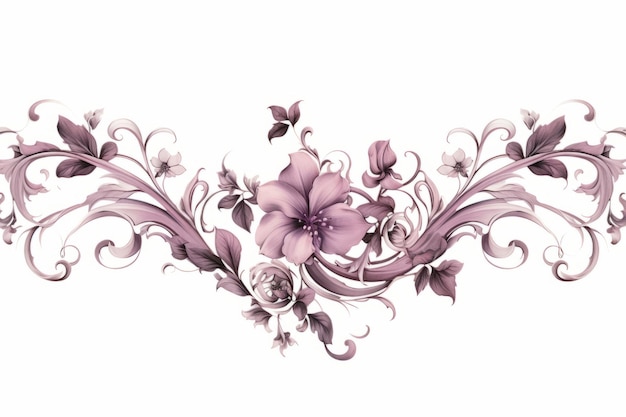 Foto un disegno floreale viola su uno sfondo bianco