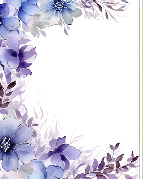 Purple Floral Frame Art Clipart