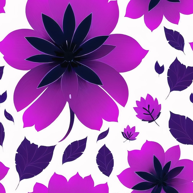 A purple flower background with leaves and flowers.