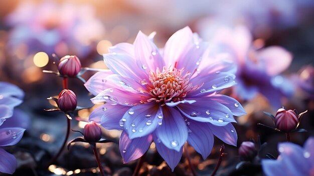 Фиолетовый цветок цветет в природе крупным планом свежего лепестка