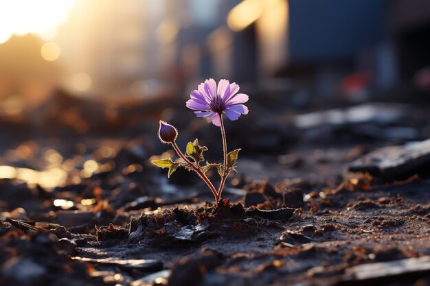 Purple Flower on Dirt Field