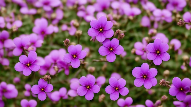 紫の花が花の畑にく