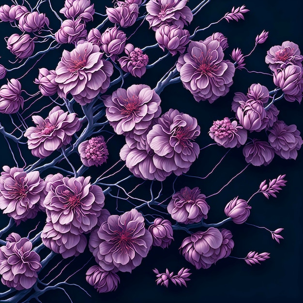Фиолетовый цветок находится на ветке с фиолетовым фоном.