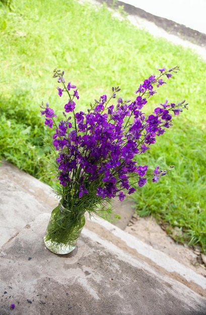 Purple flower in jar