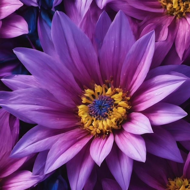 The purple flower pattern on the left is from the blue star in the center