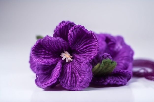 A purple flower on a white background