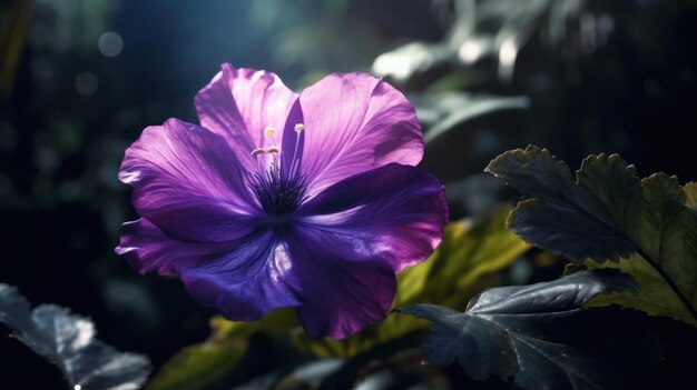 A purple flower with a dark background