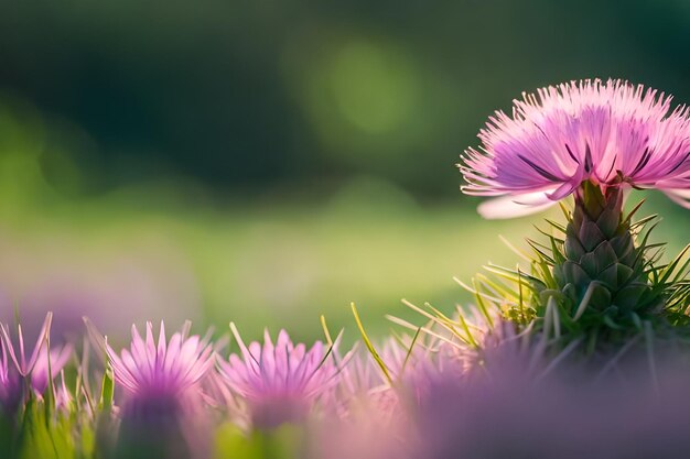 A purple flower with a green background with the blurred background