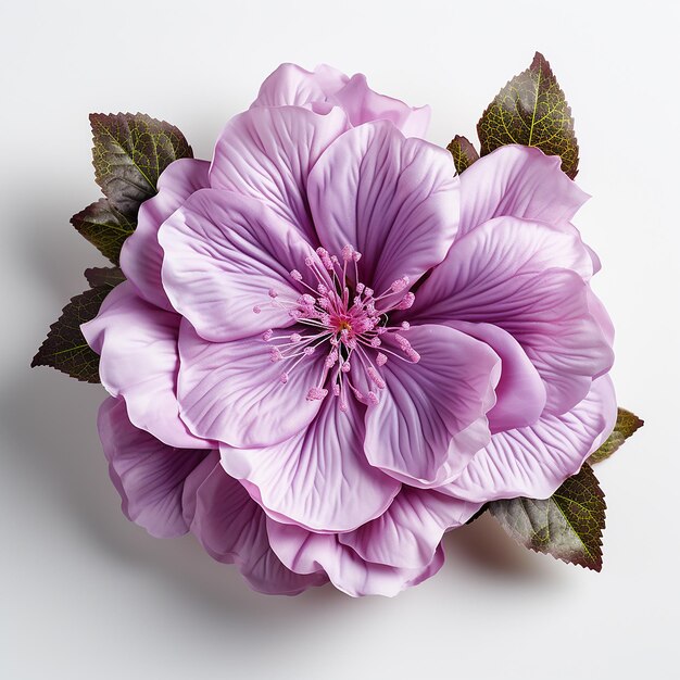 a purple flower with green leaves and purple leaves