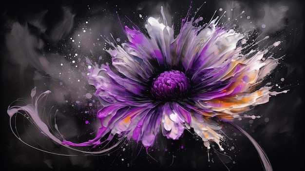 A purple flower with a purple center and purple petals.