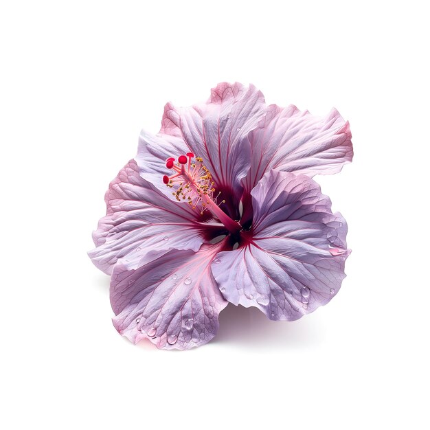 Purple Flower With Red Center on White Background Generative AI