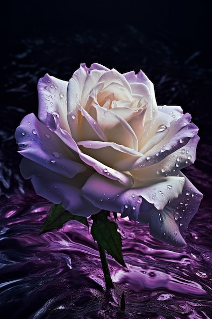 Фиолетовый цветок с капельками воды на нем