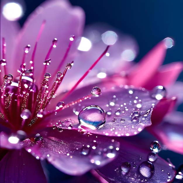 a purple flower with water drops on it