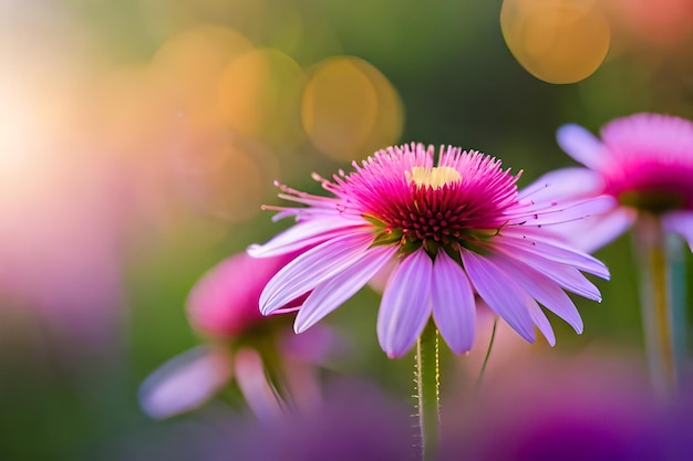 a purple flower with the word " on it