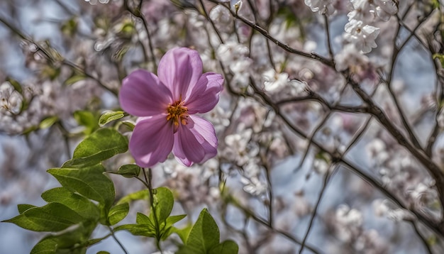 Photo a purple flower with the word  spring  on the side