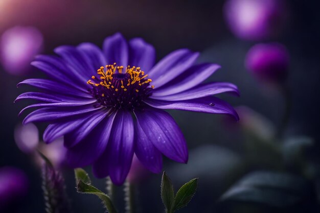 A purple flower with the word wild in the background