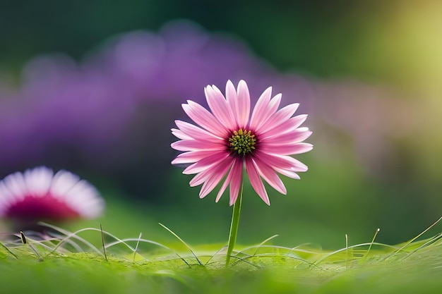 A purple flower with the word