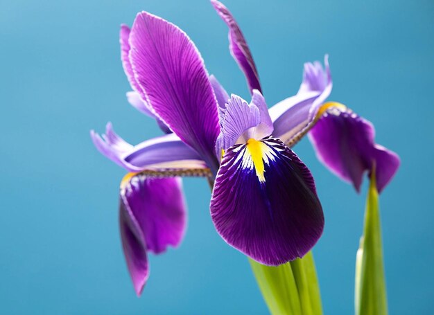 A purple flower with a yellow center and a white stamen.