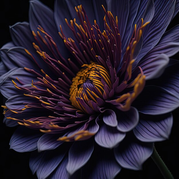 Purple flower with yellow stamens and yellow stamens