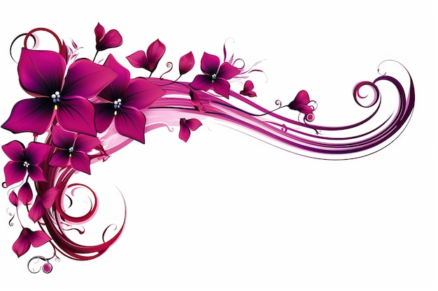 Фото Фиолетовые цветы и вихри на белом фоне