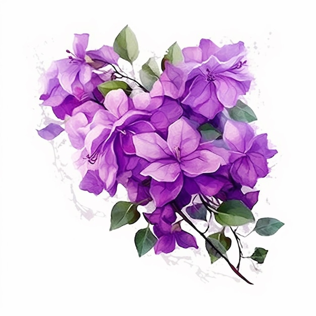 purple flowers are arranged in a heart shape on a white background generative ai