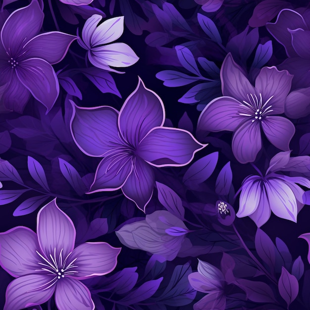 Photo purple flowers are in a field of green leaves generative ai