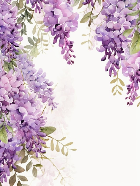 purple flowers are on a white background with a white space for text generative ai