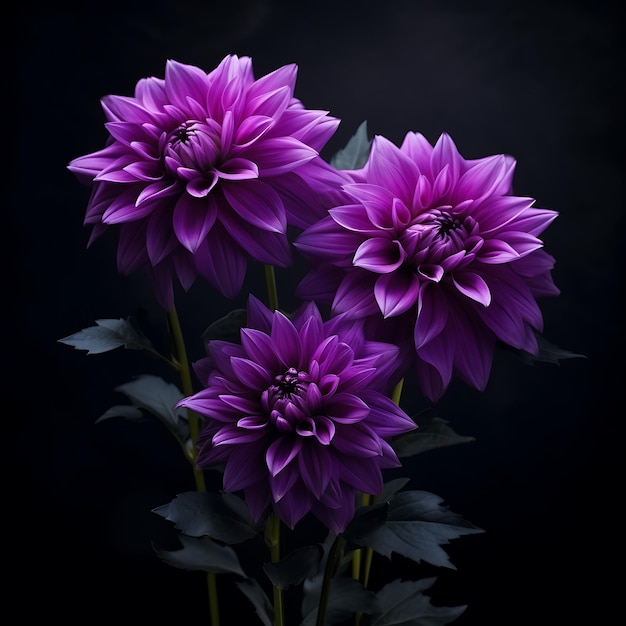 어두운 배경에 보라색 꽃
