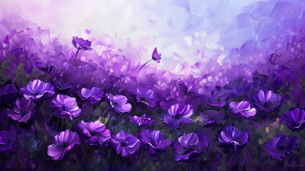 Purple Flowers in a Field