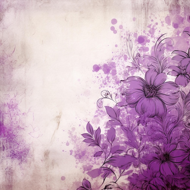 purple flowers on a grunge background with a space for text generative ai