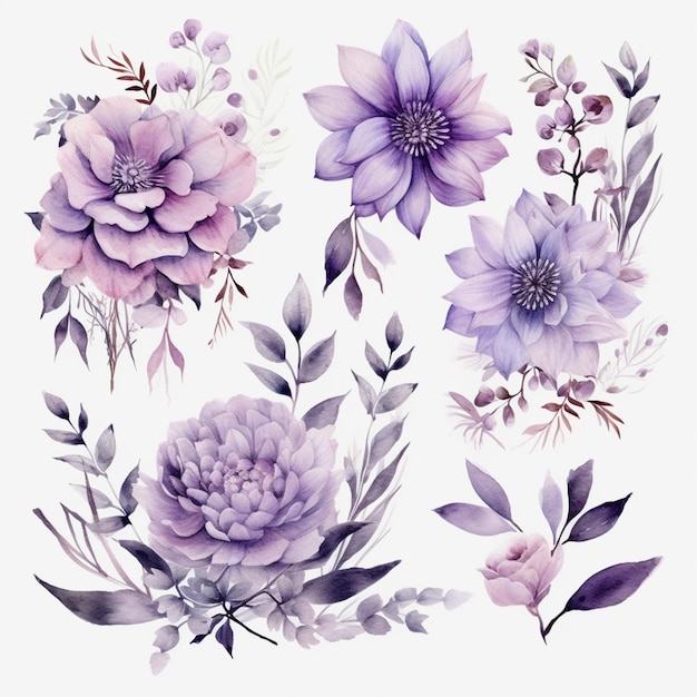Фиолетовые цветы и листья расположены по кругу, генерирующему ай