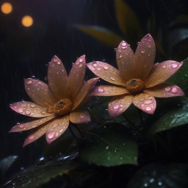 purple flowers and leaves with raindrops in the background 500px photos dark fantasy digital art