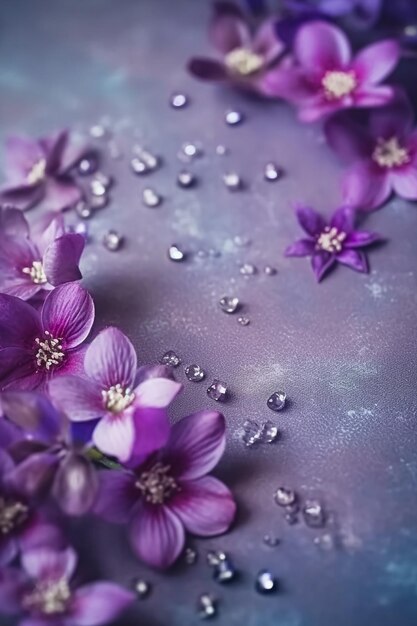 Purple flowers on a purple background