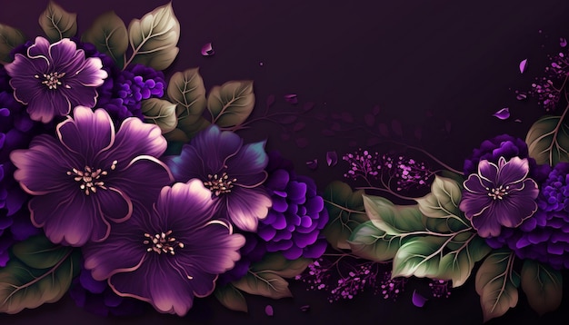 Purple flowers on a purple background