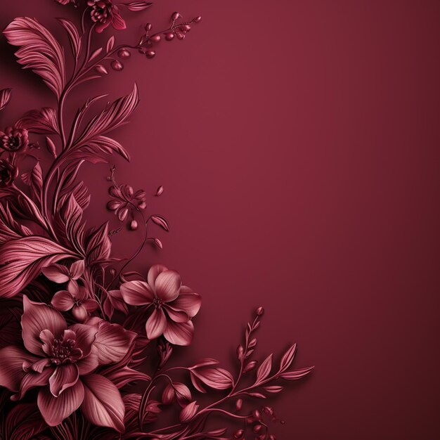 Photo purple flowers on a red background with space for text generative ai