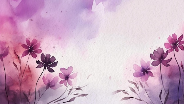 Purple flowers on a watercolor background