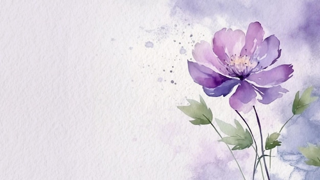 水彩画の背景に紫の花