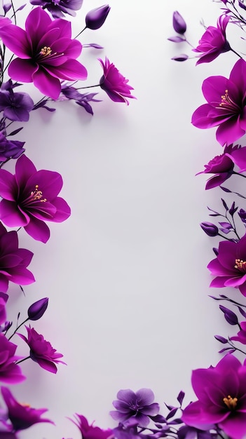 Photo purple flowers on a white background with space for text