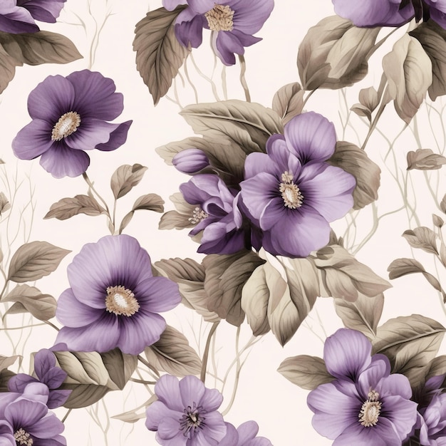 Purple flowers on a white background