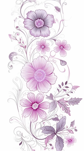 Purple flowers on a white background