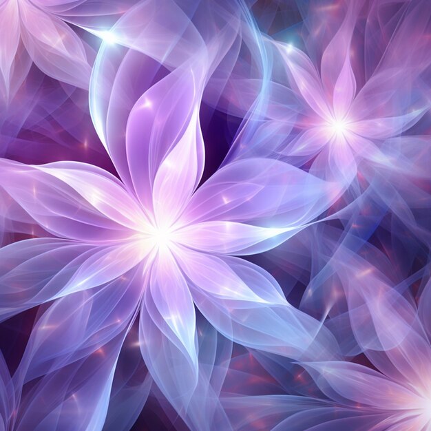 Purple flowers with a blue center and a purple center generative ai