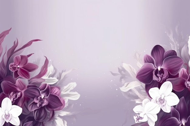 Purple flowers with a white flower on a purple background