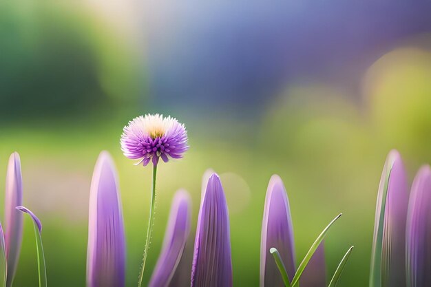 Purple flowers with the yellow tip of the flower