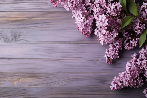 紫色の花が木製の背景に